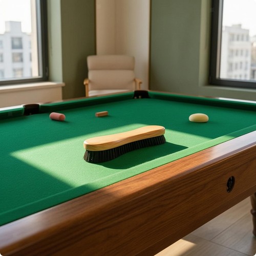 Pool table cleaning brush with